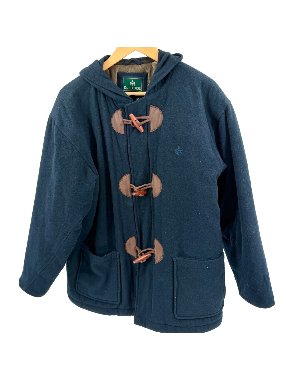 Vintage 90s Rainforest Navy Hooded Toggle Duffle Coat
